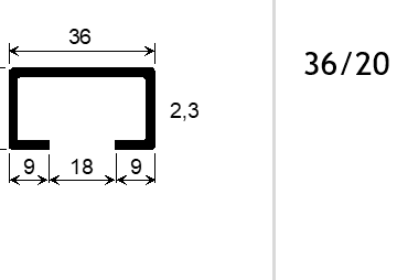Montageschiene System 36/20 ungelocht 600cm