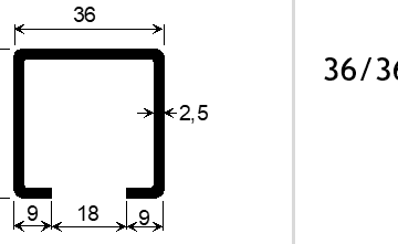 Montageschiene System 36/36 ungelocht 600cm