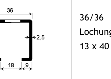 Montageschiene System 36/36 gelocht 13*40 600cm