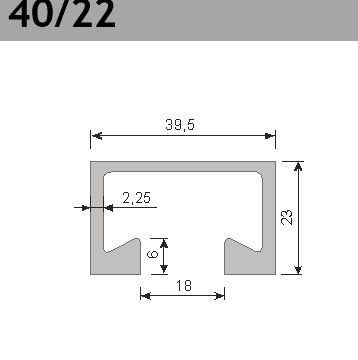 Montageschiene warmgewalzt System 40/22 600cm