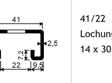 Montageschiene System 41/22 gelocht 14*30 600cm