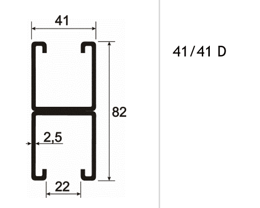 Montageschiene doppelt System 41/41D ungelocht 600cm