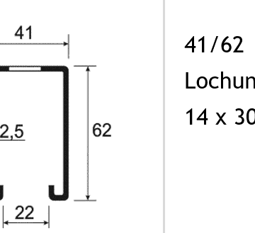 Montageschiene System 41/62 gelocht 14*30 600cm