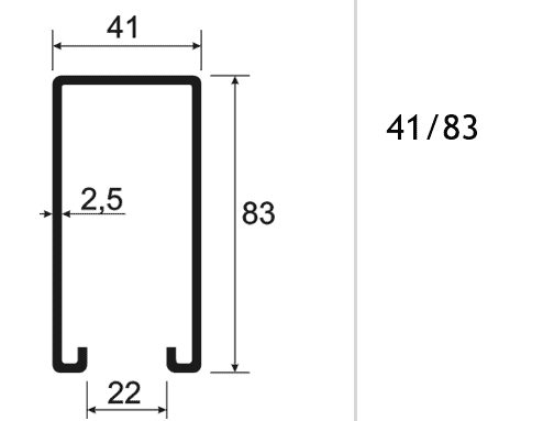 Montageschiene System 41/83 ungelocht 600cm