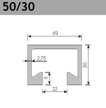 Montageschiene warmgewalzt System 50/30 600cm