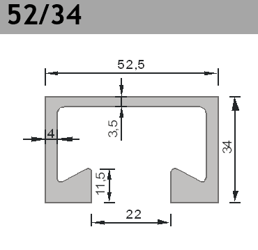 Montageschiene warmgewalzt System 52/34 600cm