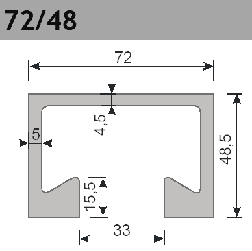 Montageschiene warmgewalzt System 72/48 600cm