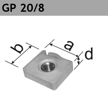 Hammerkopf Gewindeplatte GP 20/8 M6 Kunststoff