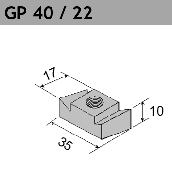 Hakenkopf Gewindeplatte GP 40/22 Typ zn oder A4