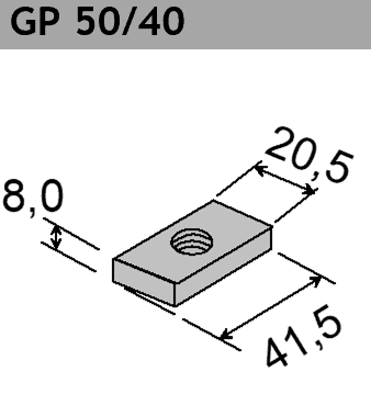 Hammerkopf Gewindeplatte GP 50/40 Typ zn oder A4