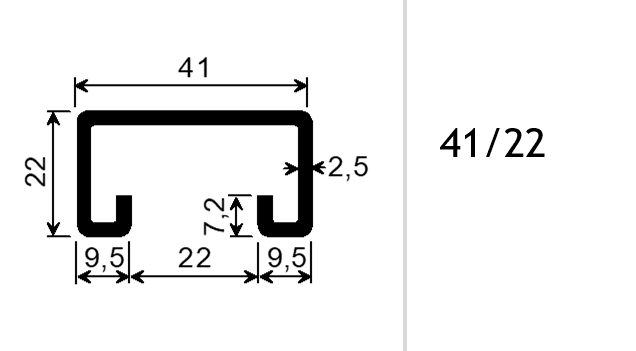 Montageschiene System 41/22 ungelocht 600cm