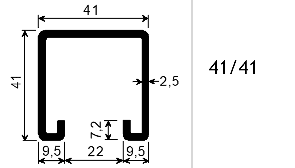 Montageschiene System 41/41 ungelocht 600cm